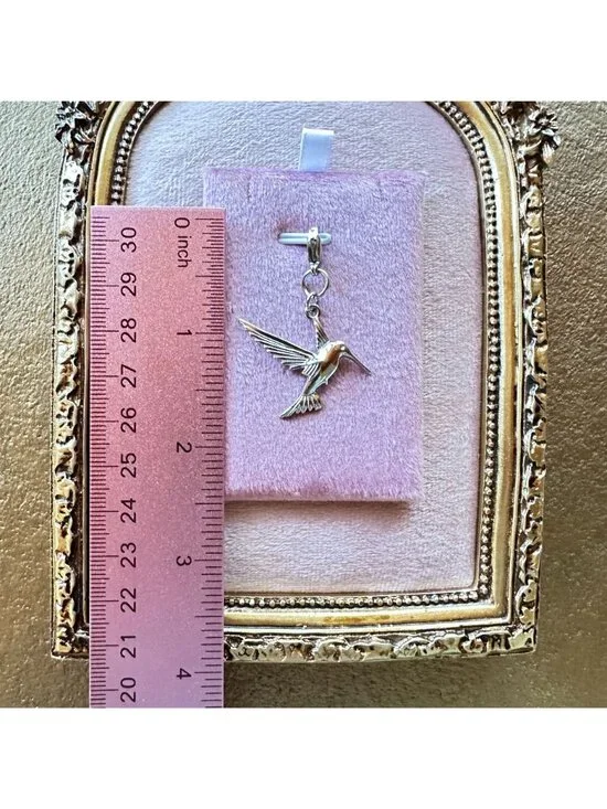 Hummingbird Charm Pendant With Lobster Clasp - Stainless Steel Waterproof - Picture 3 of 16